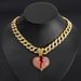 Trendy Ins Full Diamond Pink Broken Heart Painting Oil Pendant Fashion Love Necklace Jewelry Unisex_ipsvogv.com