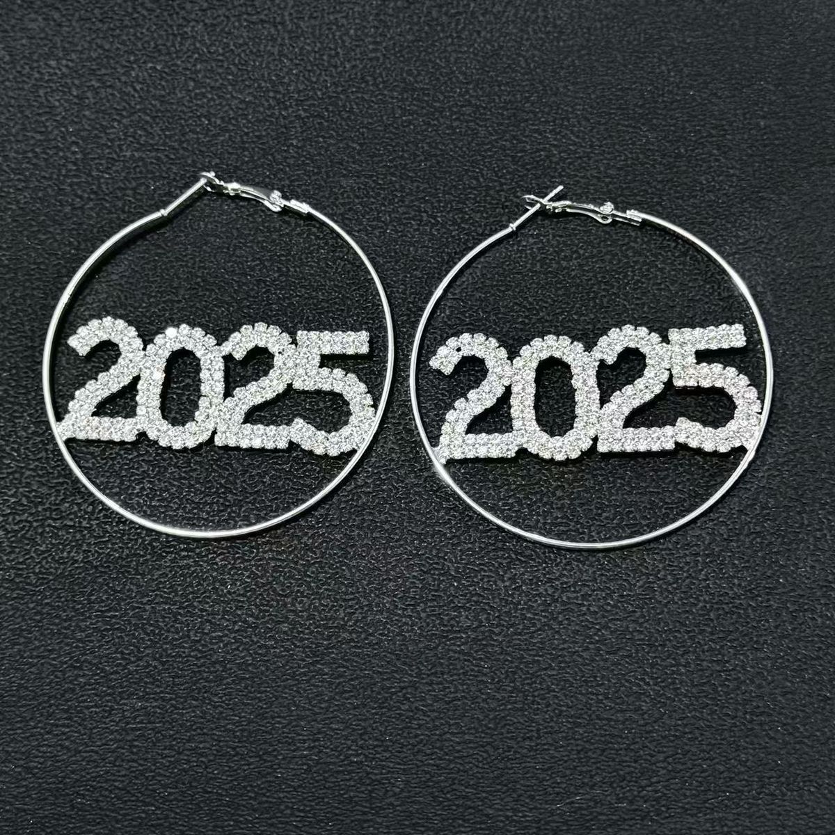 New product 2025 digital shining rhinestone round earrings for women fashionable exaggerated bohemian style earrings_ipsvogv.com