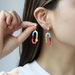 Original enamel drop oil zinc alloy point diamond earrings Mountain buckle colorful flower conch Tarot card pendant earrings_ipsvogv.com