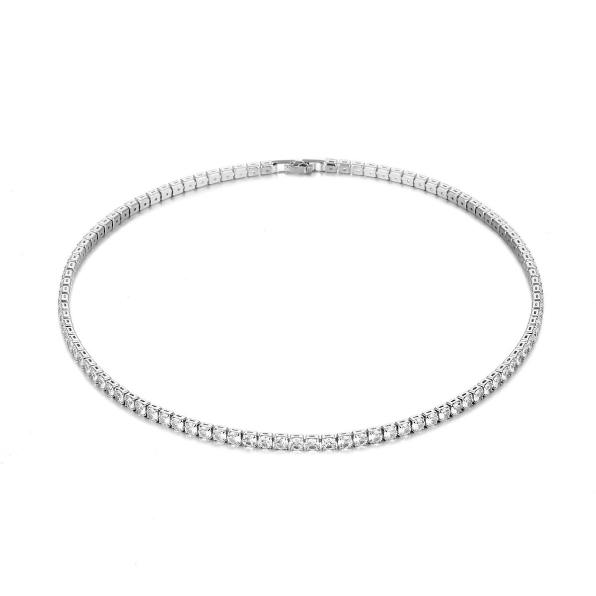 Hip Hop Copper Inlaid Zircon Row Necklace INS Multiple Specifications Tennis Chain 4mm_ipsvogv.com