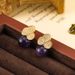 French New Fashionable Full Diamond Petals Inlaid with Natural Amethyst Stones, Simple Earrings, Exquisite and Elegant_ipsvogv.com