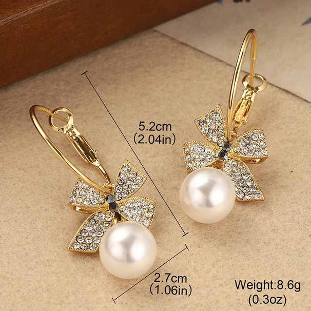 Bowknot Pearl Earrings Retro Versatile Tassel Earrings Ins Style Korean Jewelry Wholesale Vibrato Hot Female_ipsvogv.com