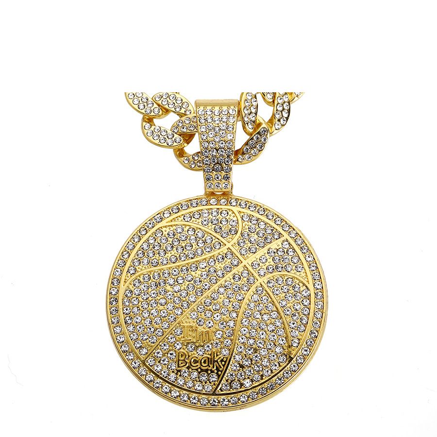 Original hip hop alloy letter Imbcak pendant necklace men's street Cuban chain full diamond basketball necklace_ipsvogv.com