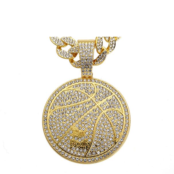 Original hip hop alloy letter Imbcak pendant necklace men's street Cuban chain full diamond basketball necklace_ipsvogv.com