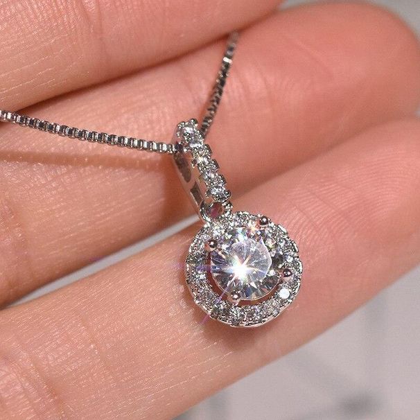 Cao Shi Copper Plating Platinum Pendant Exquisite Disc Zircon Ins Style Necklace Classic Collar Chain Female_ipsvogv.com