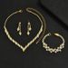 Bridal Jewelry Wedding Ceremony Dress Accessories Korean Style Necklace Earrings Bracelet Set For Women_ipsvogv.com