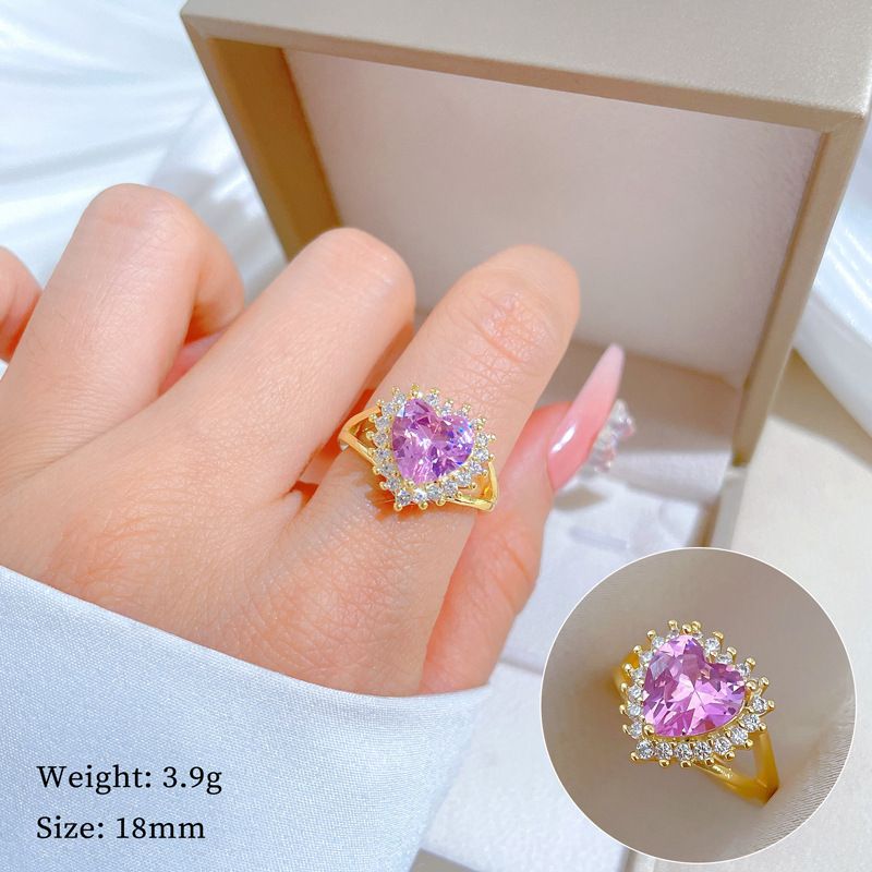 【 Real Gold 】 Love Pink Wedding with Adjustable Opening, Simple Handmade Ring, Couple's Pair Ring_ipsvogv.com