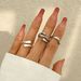 Ins Liquid Lava Metal Curved Female Folded Smooth Hug Open Ring Set_ipsvogv.com
