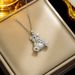 New teddy bear necklace female Crystal Clover smart bear clavicle chain female cute bear pendant clavicle chain_ipsvogv.com