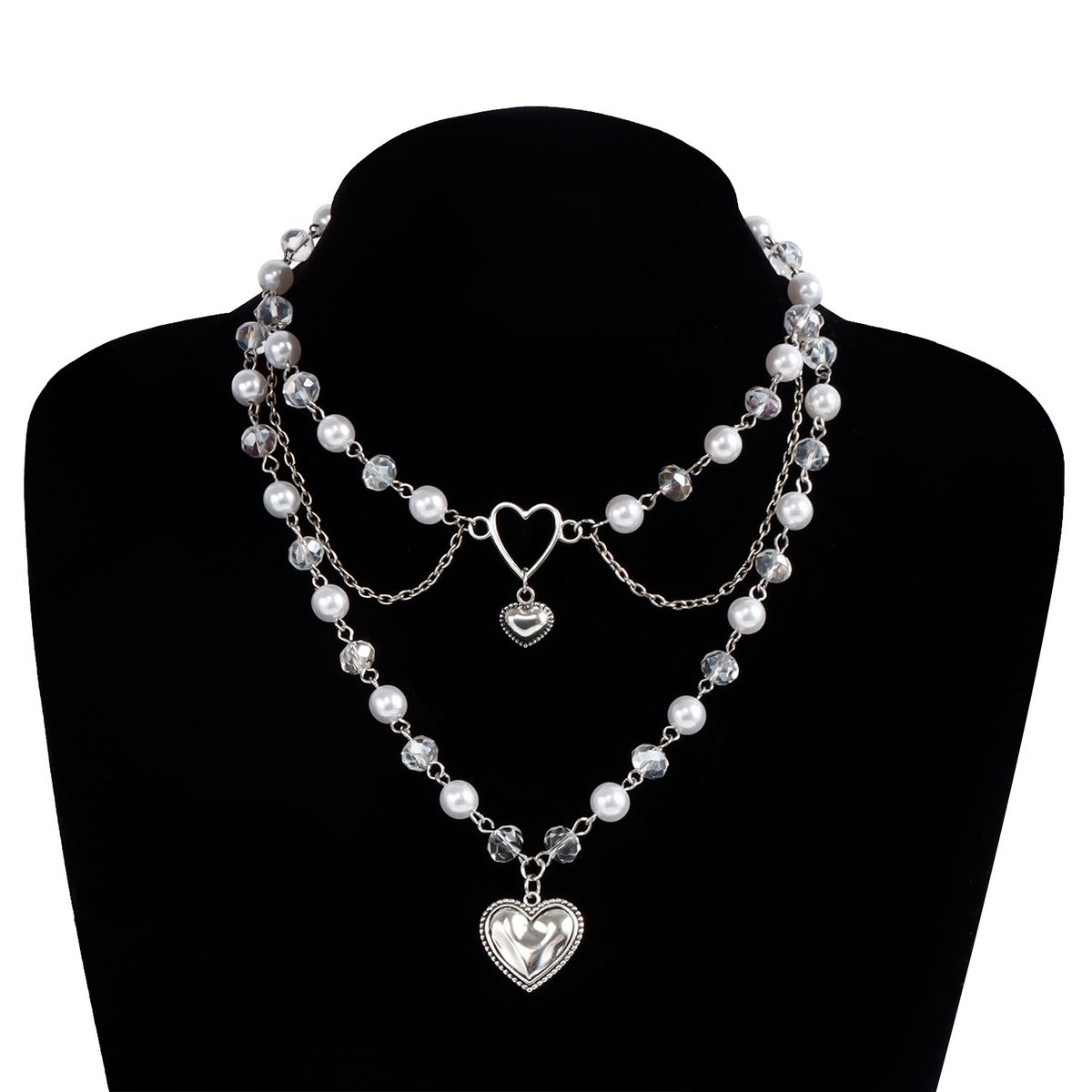 Sweet hot girl love multi layer necklace pearl tassel necklace_ipsvogv.com