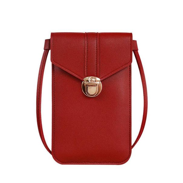 Touch Screen Phone Bag Mini Fashion Versatile Solid Color Leather Shoulder Bag Flap Small Coin Purse_ipsvogv.com