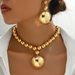 Women’s Jewelry Set Fashion Women's Jewelry Set Personalized Metal Round Bead Necklace Niche High End Pendant Earrings_ipsvogv.com