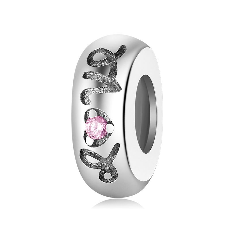 Women's Jewelry S925 Sterling Silver Spacer Beads Positioning Beads Powder Diamond Versatile Bracelet Bracelet Diy Accessories Scattered Beads_ipsvogv.com