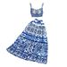 Women's Clothing Casual Celadon Print Camisole Two piece Set High Waist Slim A Line Swing Skirt Summer_ipsvogv.com