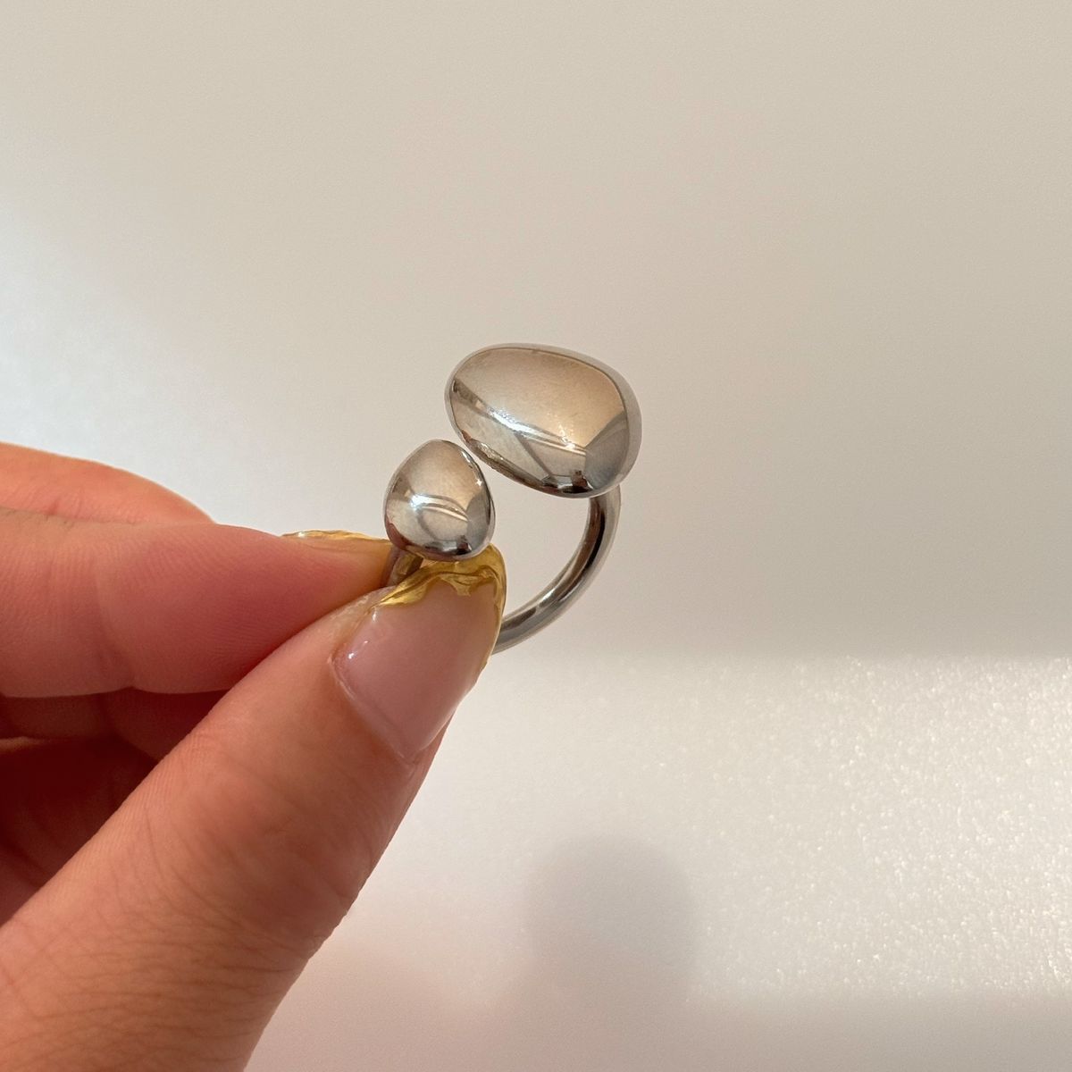 Unisex Real Gold Electroplated Titanium Steel Irregular Polished Open Ring_ipsvogv.com