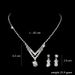 Bridal Jewelry Set - Silver Zircon Necklace & Earrings (Simple Heart Design, Elegant Wedding Accessories)_ipsvogv.com