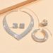 popular atmospheric rhinestone silver plated bridal jewelry necklace bracelet elastic ring suit dress_ipsvogv.com