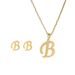 New Trendy Stainless 26 Letter English Necklace Earrings Set, Gold Pendant Necklace And Earrings, Stainless Steel Simple Men's And Women's Accessories_ipsvogv.com