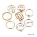 Bohemian Gold Simple Love Star Geometry Fried Dough Twists Ring 8-piece Set_ipsvogv.com