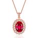 Live Proposal Flower Wedding Jewelry Set Four-Prong Red Diamond Ring Pendant Necklace_ipsvogv.com