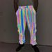 Men's Clothing geometric pattern colorful reflective overalls men's knitted breathable casual loose skinny pants_ipsvogv.com