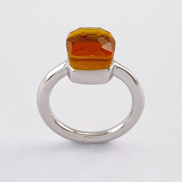 Faceted Geometric Copper Ring Multi-Color Crystal Mushroom Head Jewelry For Men And Women_ipsvogv.com