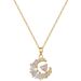 【 】 Moon Love Light Luxury Charm Gorgeous Full Diamond Necklace Women's Versatile Clavicle Titanium Steel Chain_ipsvogv.com