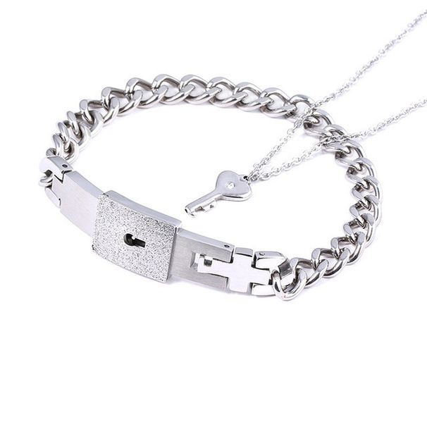 Women's Jewelry Love Lock Couple Bracelet Necklace Men And Women Heart Interlocking Soaring To The Sky Valentine's Day Gift_ipsvogv.com