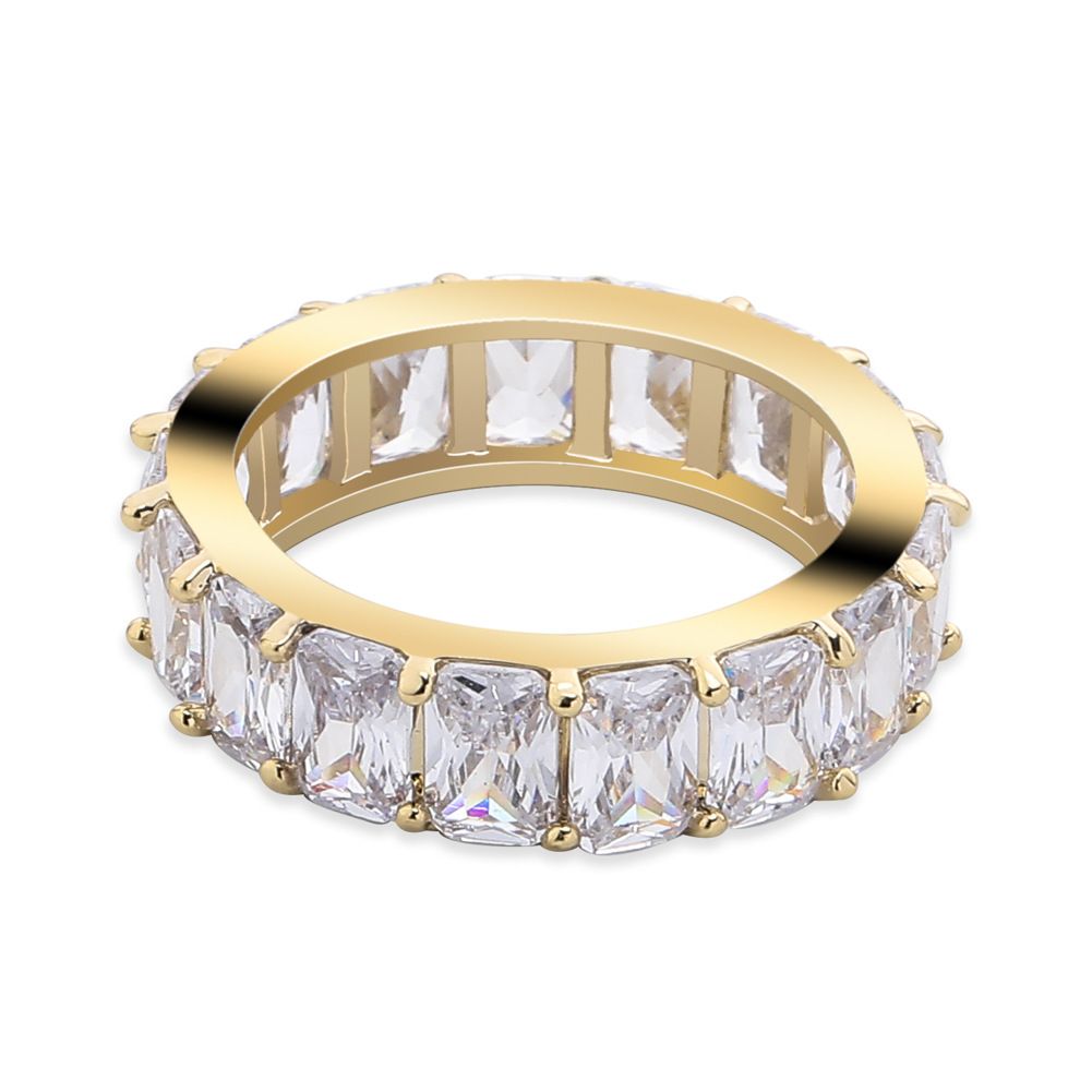 Personality Hip Hop Rectangular Full Zircon Ring Men And Women Couple Simple Jewelry Ring Jewelry_ipsvogv.com