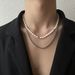 Trendy Men And Women Hip Hop Titanium Steel Shell Bead Double Layer Sweater Chain Versatile Couple Accessories Street Dance 4 Same Necklace_ipsvogv.com