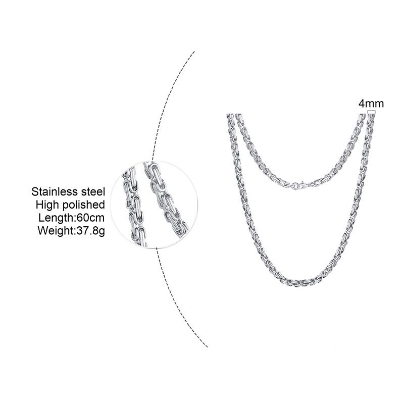 Men's Jewelry 8MM/4MM Byzantine Men's Domineering Thick Chain Titanium Steel Necklace Chain Chain Jewelry_ipsvogv.com