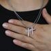 Men's Jewelry White Powder Cross Zircon Necklace Fashion Trend Couple Necklace_ipsvogv.com