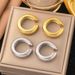INS Wind Internet Celebrity Same Style Earrings Stainless Steel Coarse Cylinder Fish Scale Shaped C-shaped Earclip Non_ipsvogv.com