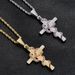 Ins necklace men's retro green cross snake pendant personality creative copper micro inlaid zircon hip hop jewelry_ipsvogv.com