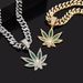 Hot Selling Fashion Diamond Red And Blue Enamel Maple Leaf Necklace Men Hip Hop Punk Pendant Necklace_ipsvogv.com