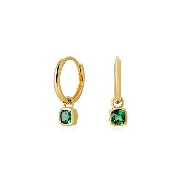 Women's Jewelry S925 Silver Plated With Gold Earrings Fashionable Green Zircon Earrings Niche Versatile Earrings_ipsvogv.com