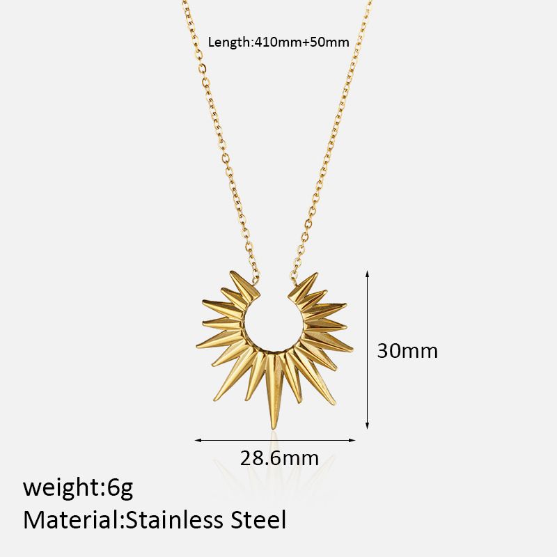 Sun Pendant Layering Necklace - Gold Plated Stainless Steel Clavicle Chain_ipsvogv.com