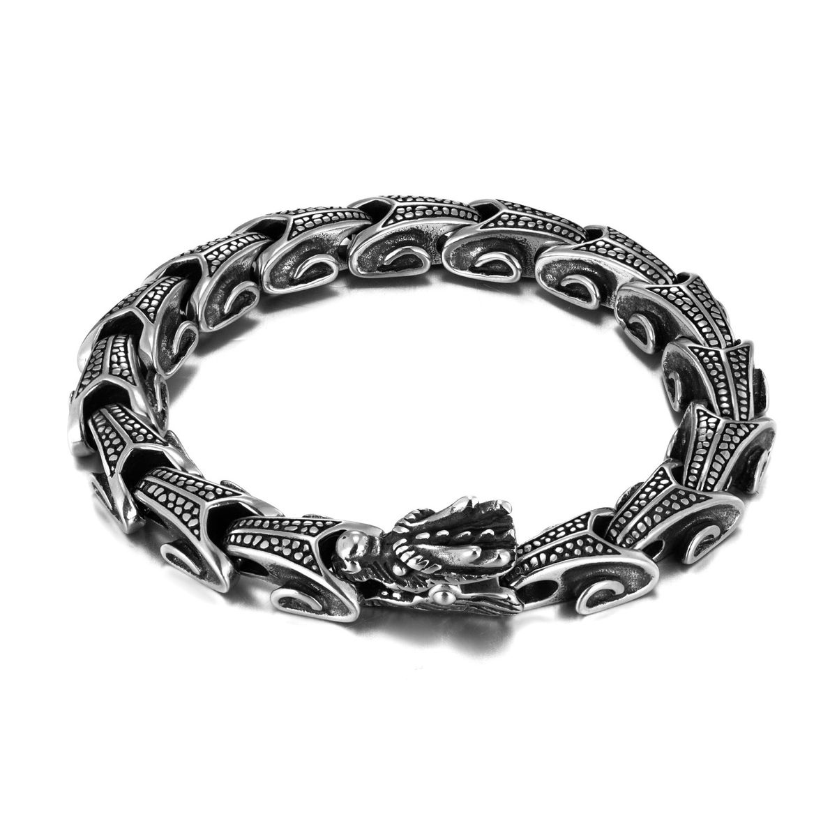 Men's Jewelry Retro Personality Stainless Steel Dragon Bracelet Super Cool Dragon Head Dragon Pattern Titanium Steel Bracelet_ipsvogv.com