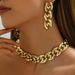 Hip hop style simple thick neck chain necklace, women's geometric exaggerated design, long earrings, necklace set_ipsvogv.com