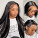 hot selling 30 40 Inch Straight Front 13x4 Glueless Pre Plucked Transparent Lace Frontal Wigs For Women Brazilian Human Hair_ipsvogv.com