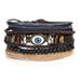Blue Eye Beaded Multi-layer Cowhide Hollow Men's Leather Bracelet_ipsvogv.com