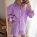 Women's Clothing Versatile Shirt Elastic Waist Shorts Cotton Linen Two Piece Set_ipsvogv.com