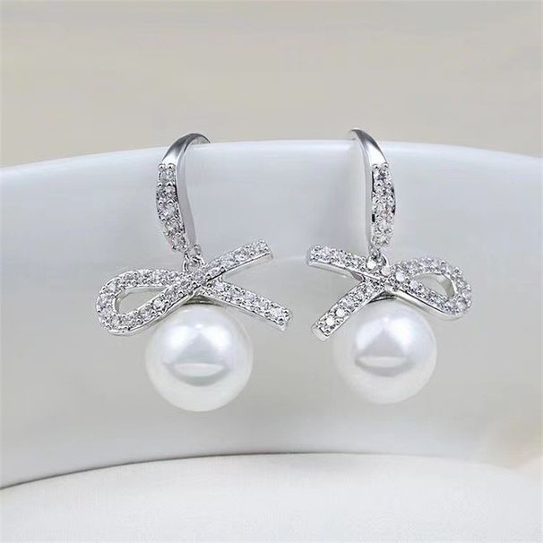 South Korea's Dongdaemun Design Bow Pearl Earrings Temperament Personality All Match Ins Style Ear Jewelry Earrings_ipsvogv.com