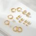 Unisex Hot Sales Real Gold Brass Electroplating Temperament Smooth Small Round Bead Five Pointed Flower Earrings Earring Set_ipsvogv.com