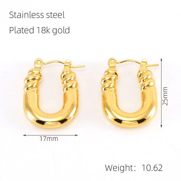 Women's Jewelry Stainless Steel Gold Plated Retro Personality High End Geometric Hollow Earrings_ipsvogv.com