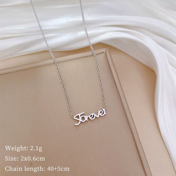 【 Full Body Titanium Steel 】 English Letters Cold Style Personality Extremely Simple Wind Furnace Real Gold Necklace_ipsvogv.com
