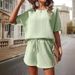 Holiday Daily Women's Simple Style Solid Color Polyester Jacquard Shorts Sets Shorts Sets_ipsvogv.com