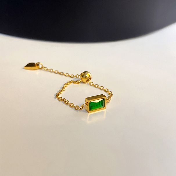 Instagram Style Square Emerald Zircon Necklace, Light Luxury And Niche, High-end Titanium Steel Lock Chain Necklace_ipsvogv.com