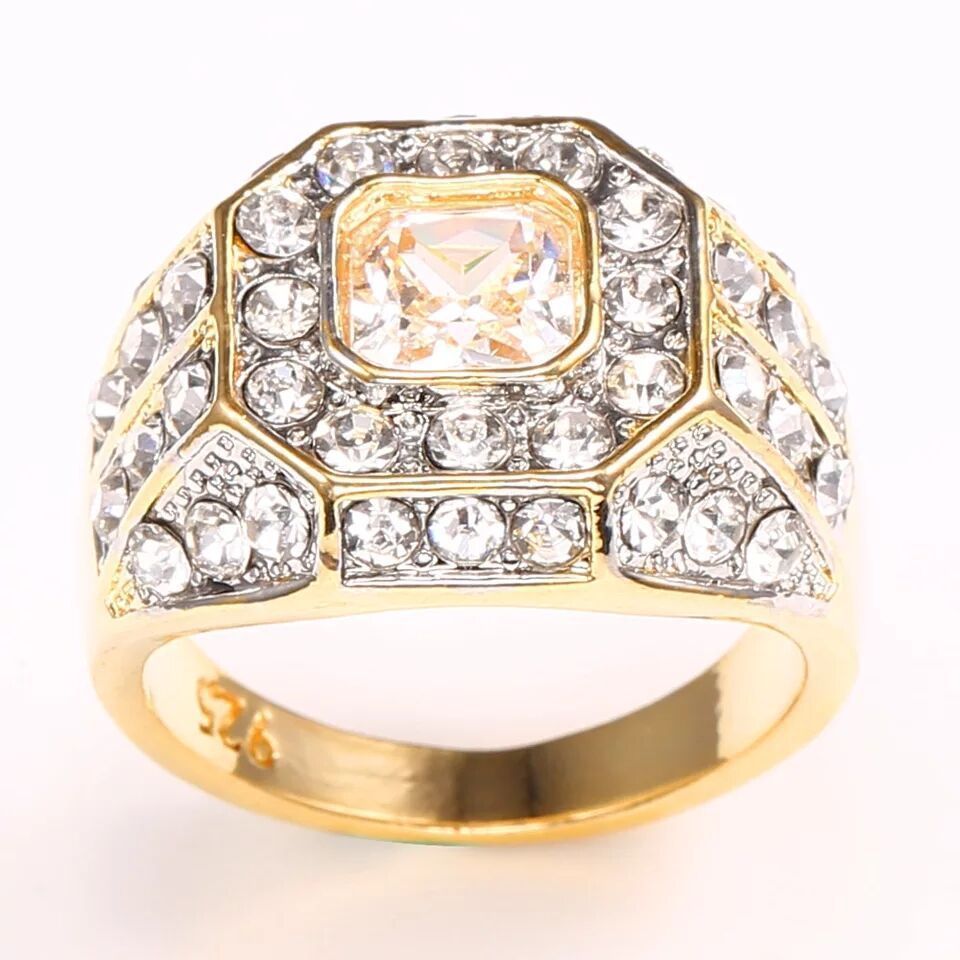 trendy Hip-hop Zircon New Men's Gold-plated Ring_ipsvogv.com