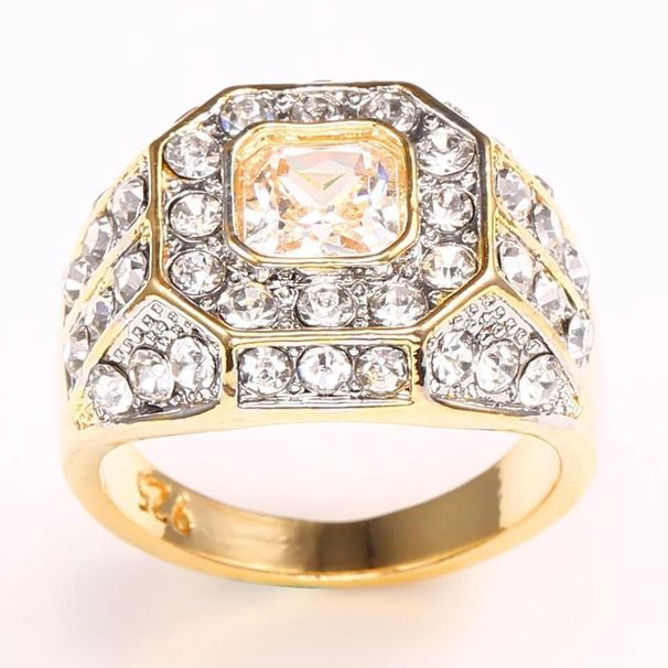 trendy Hip-hop Zircon New Men's Gold-plated Ring_ipsvogv.com